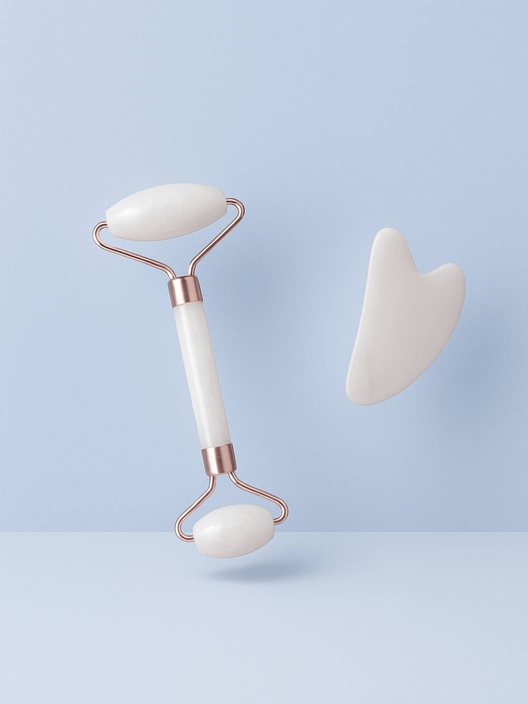 Coffret Jade Blanc : Rouleau Double & Gua Sha Visage | Zenmassa rouleau visage + gua sha