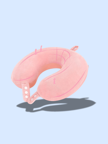 Oreiller de Voyage Mémoire de Forme – Confort Nuque & Sommeil Rose rose