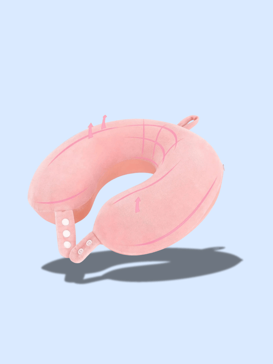 Oreiller de Voyage Mémoire de Forme – Confort Nuque & Sommeil Rose rose