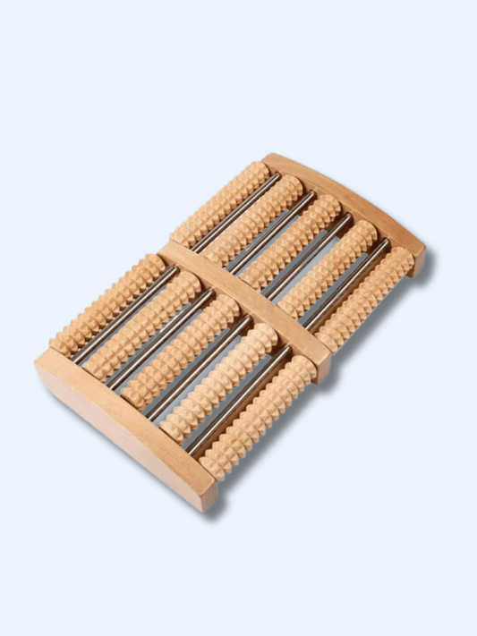 Rouleau de Massage Pieds Bois – Réflexologie Relaxante et Bien-Être bois et acier