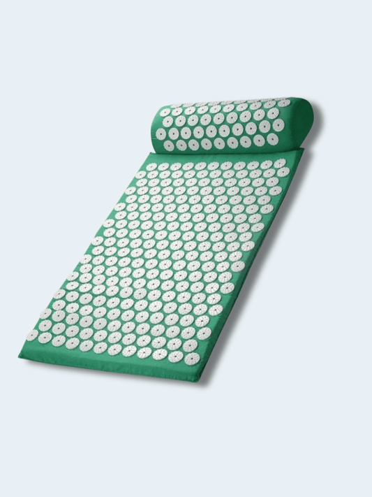 Tapis d’Acupression Vert avec Sac – Massage Yoga et Relaxation du Dos Lotus blanc & vert + sac